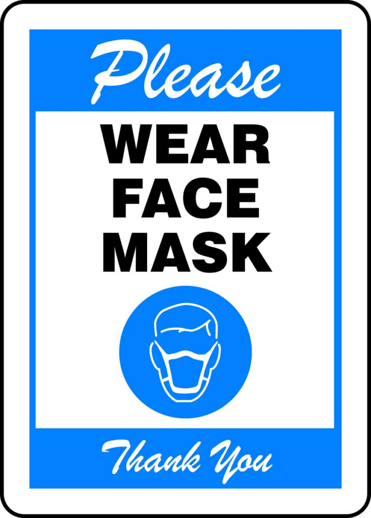 Accuform MPPA514VP Please WEAR FACE MASK Sign Blue Plastic 10 X 7 
