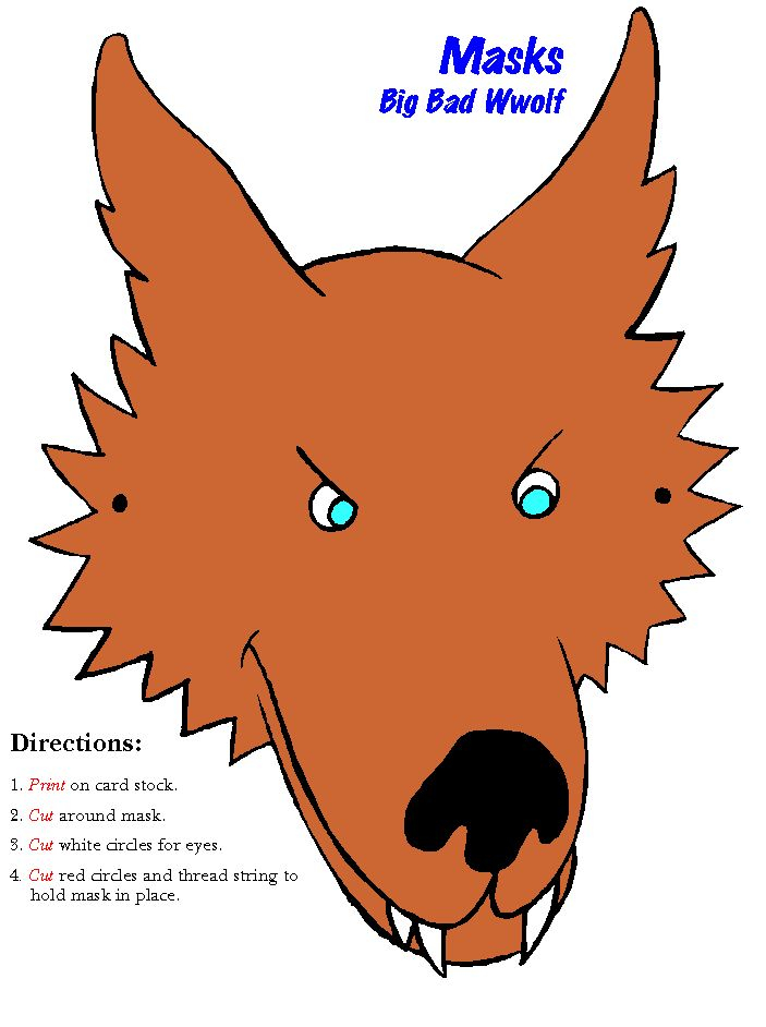 Big Bad Wolf Mask Wolf Mask Fairy Tale Activities Wolf Costume