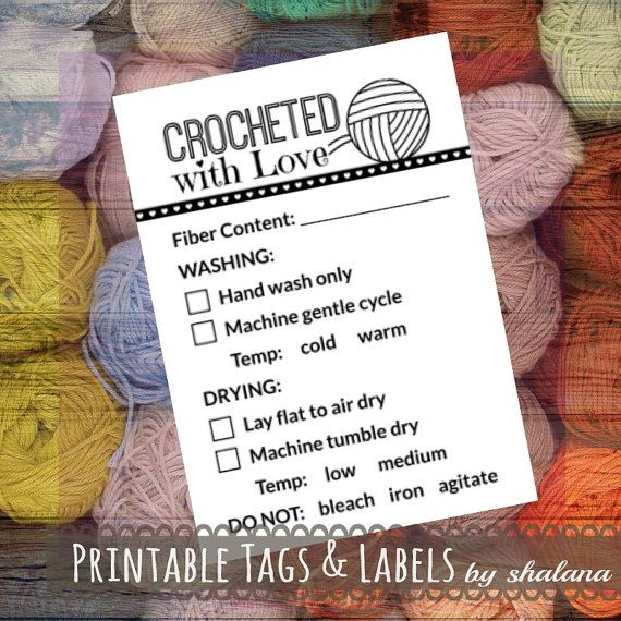 Care Instruction Printable PDF Cards For Crocheters Crocheted With 