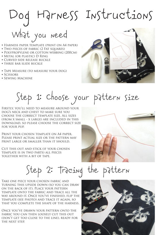 DIY Dog Harness Sewing Pattern And Full By Pugsnkissesuk On Etsy