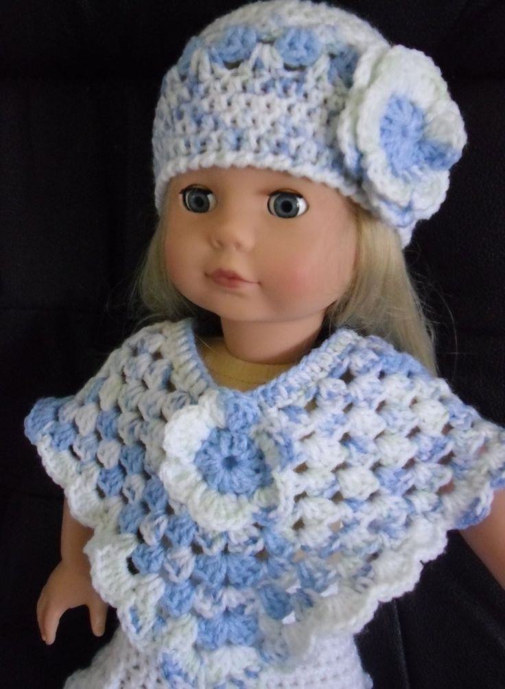 Doll Patterns New Pdf Crochet Pattern For Hat And Poncho For 18 Inch 