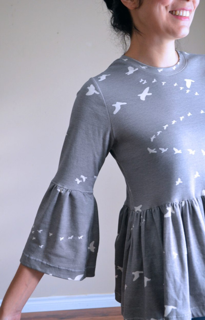 Easy DIY Flared Sleeves Top Free Printable Pattern On The Cutting 