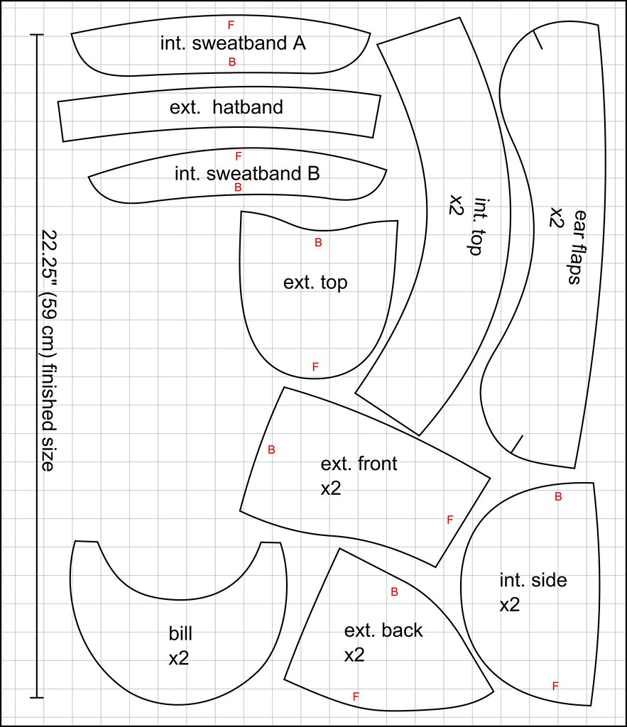 Field Cap Pattern Pieces To Scale With Each Other With 1 i Flickr