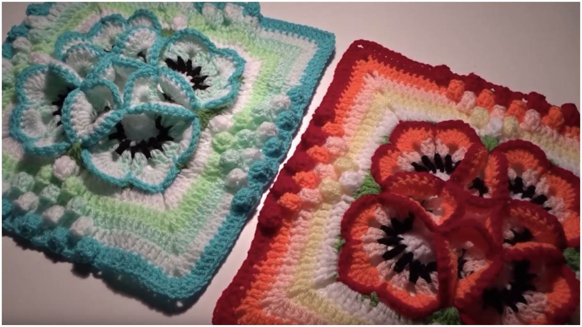 Flower 3D Granny Square Free Crochet Pattern And Tutorial Styles Idea
