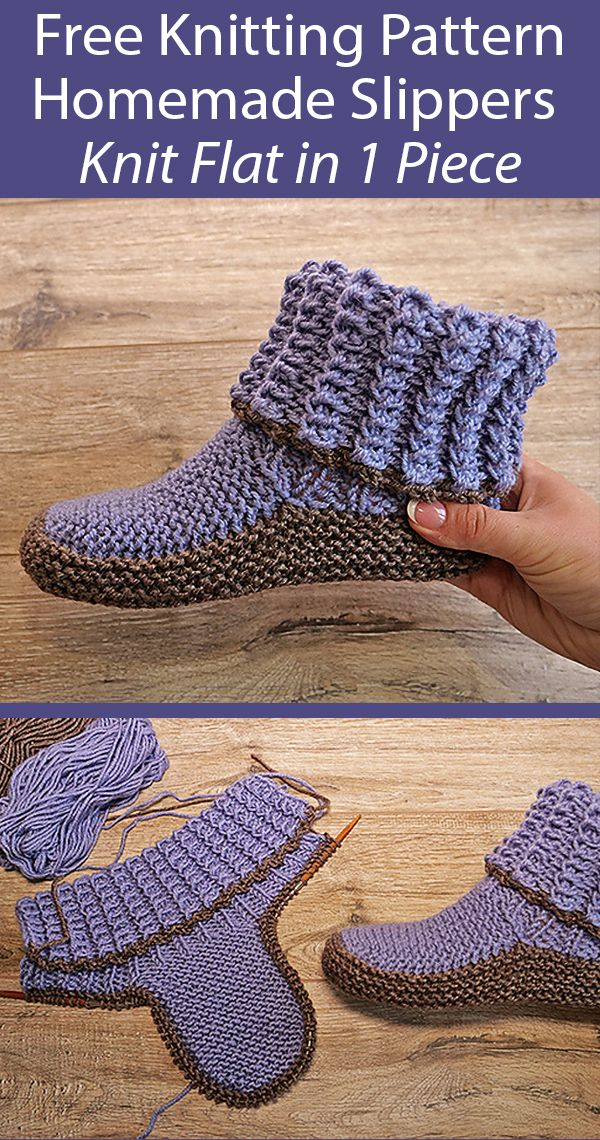 Free Knitting Pattern For Homemade Slippers Knit Flat Knit Slippers