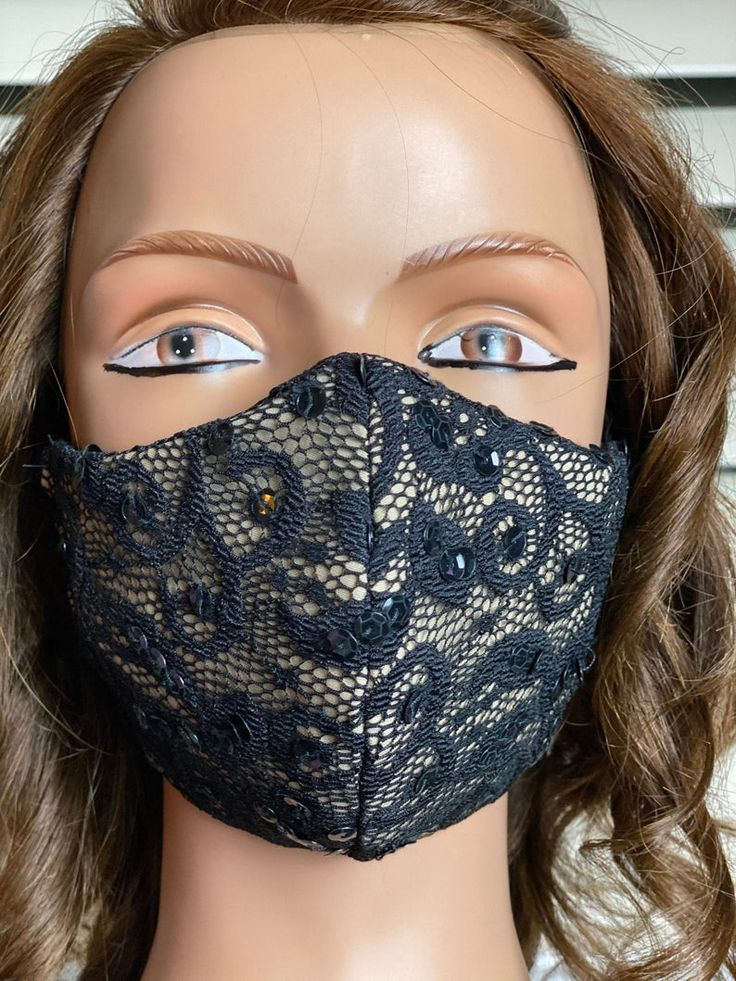 Lace Sequin Cotton FACE MASK With Filter Pocket TRIPLE Layer Etsy In 