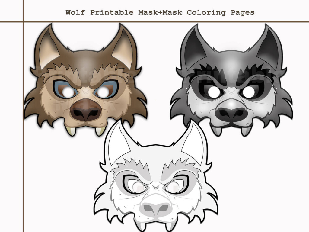 Unique 2 Wolf Printable Mask oloring By HolidayPartyStar On Zibbet
